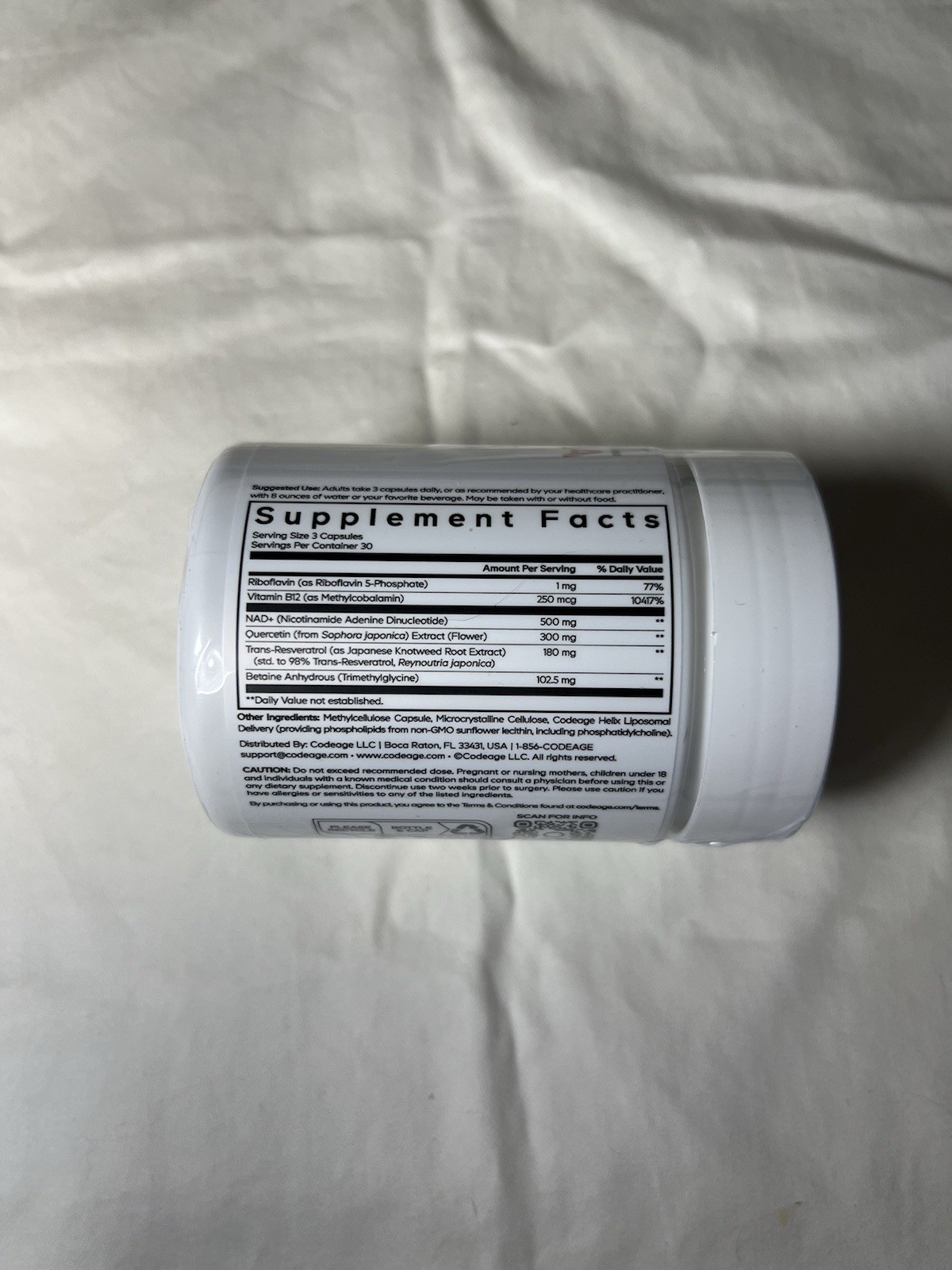 Codeage Liposomal NAD+ Ultra, Resveratrol, Quercetin 90 Vegetable Capsules – NEW