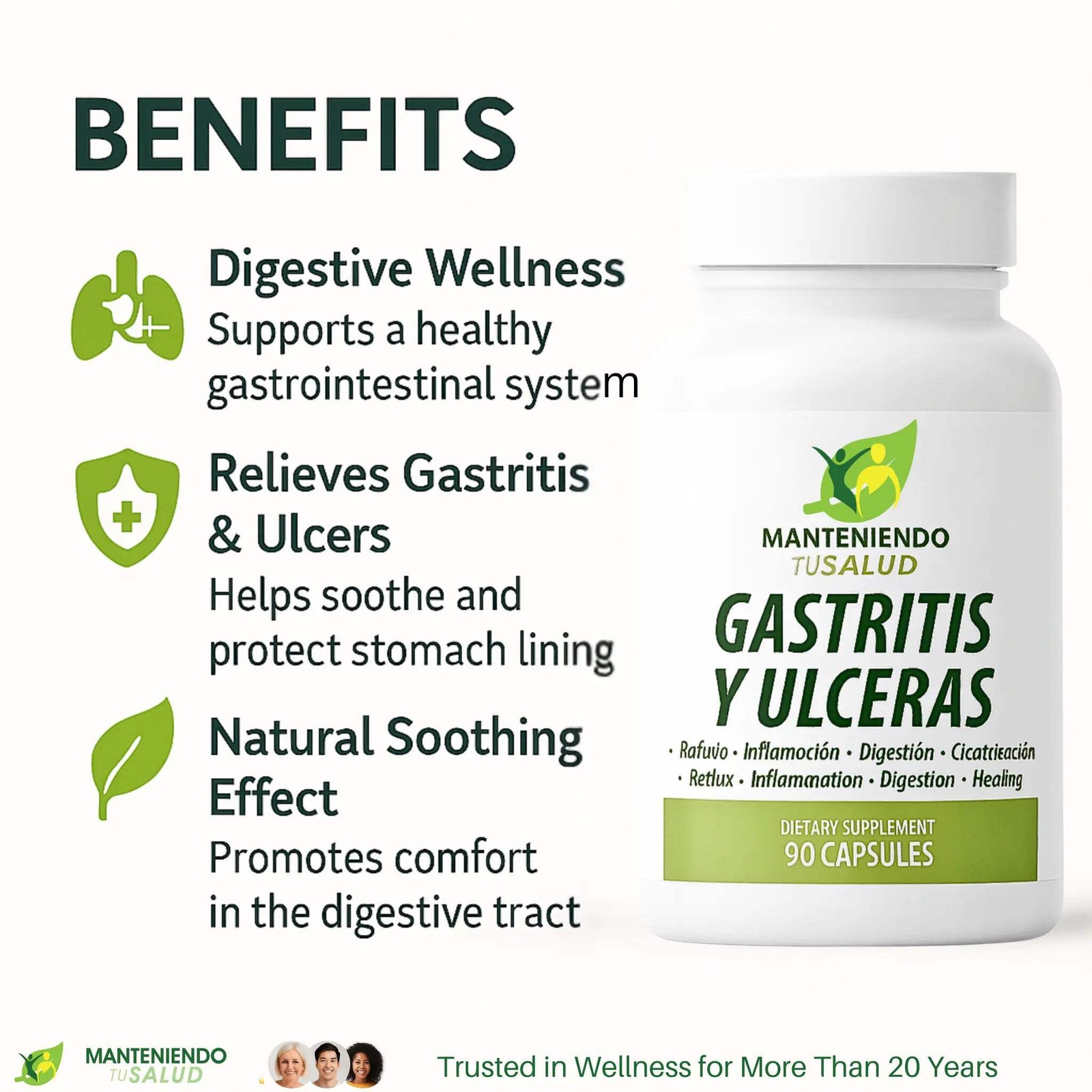 Manteniendo Tu Salud Gastritis y Ulceras, Digest Support, 90 Capsules