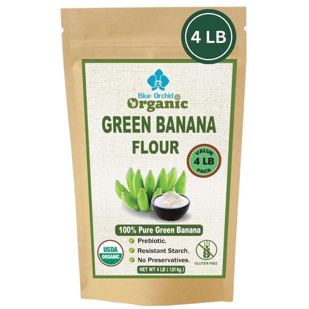 Organic Green Banana Powder 4 LB – Superfood Prebiotic Resistant Starch, High Fi