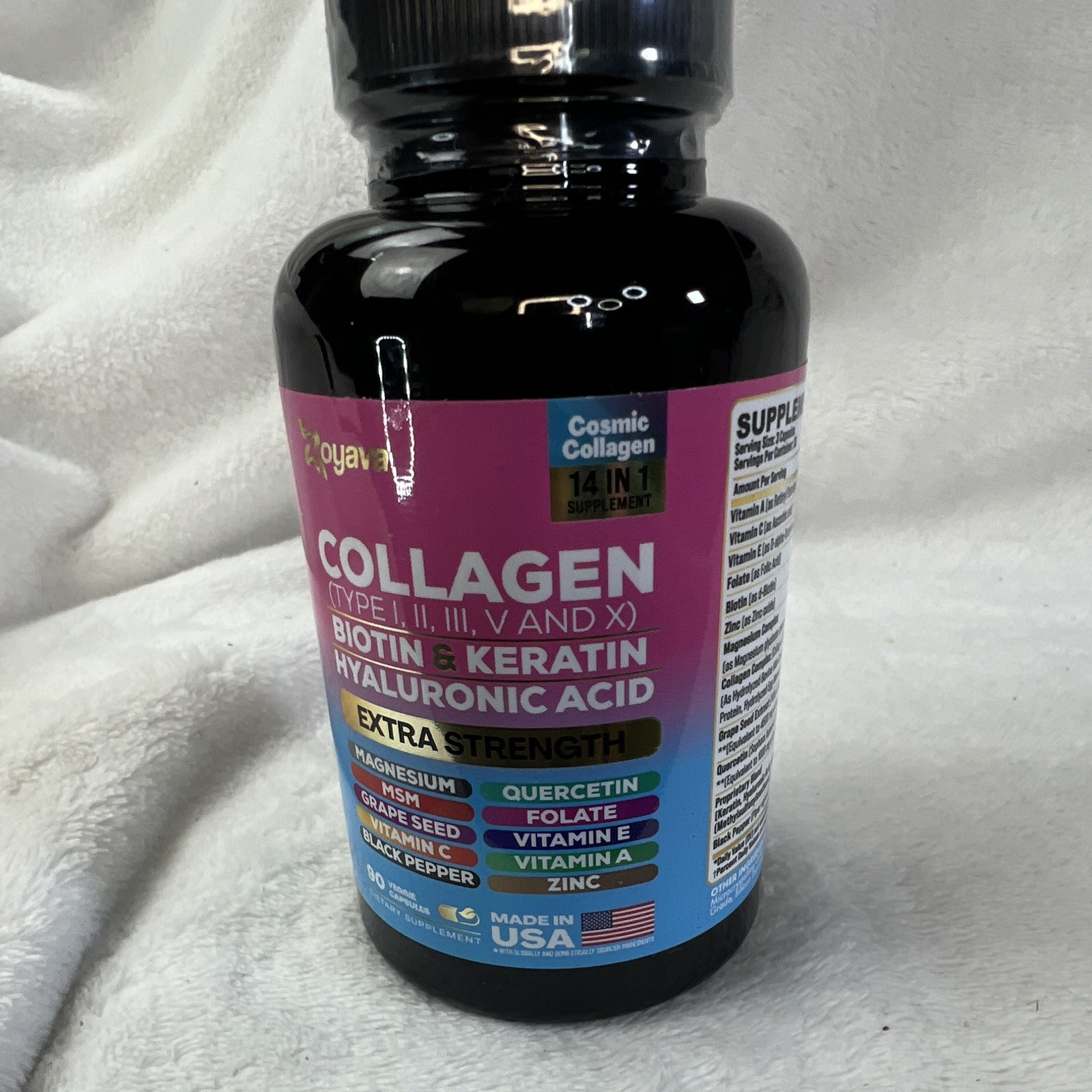 Zoyava Collagen Types I II III V & X + Biotin Keratin HA Vit C 90 Capsules USA