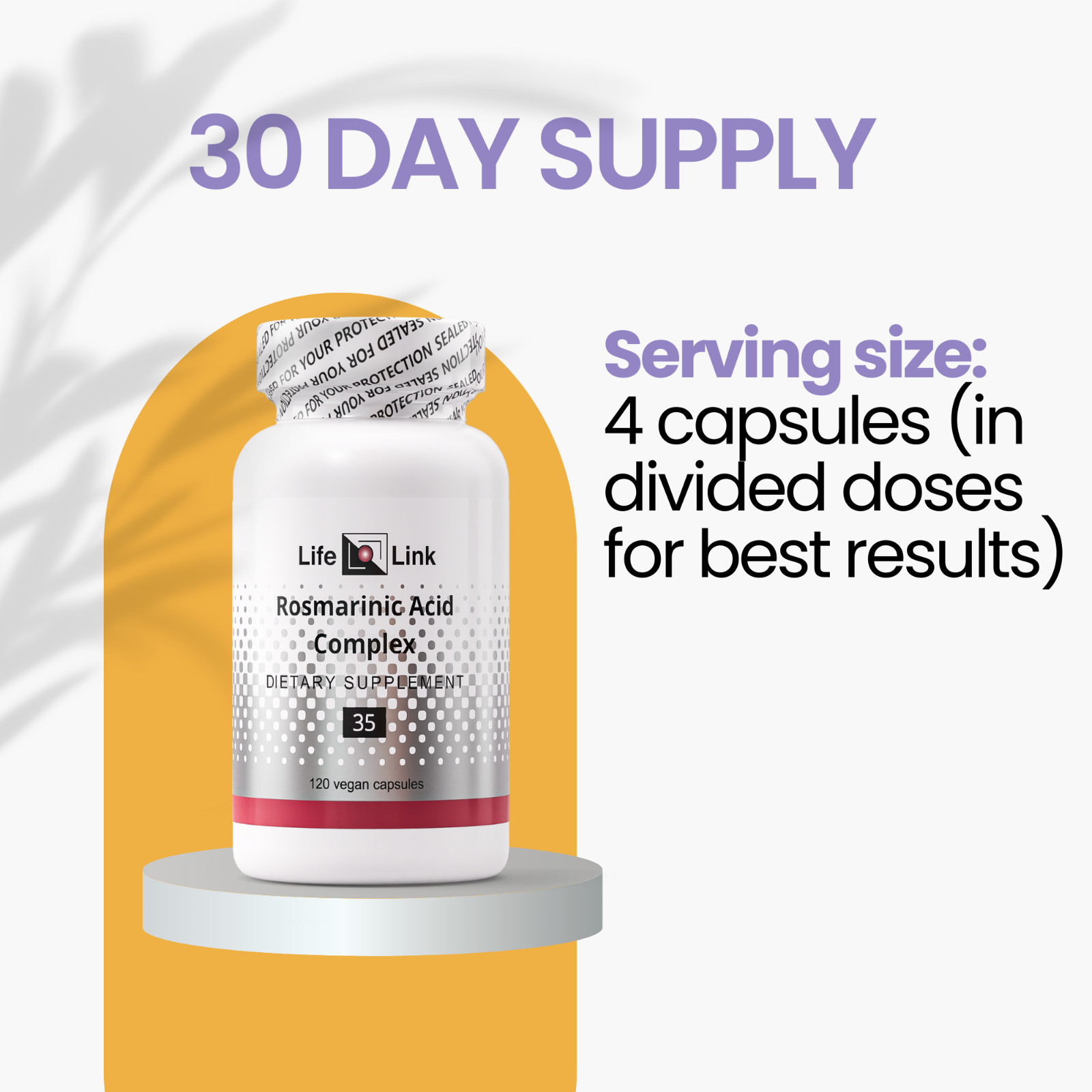 LifeLink Rosmarinic Acid Complex | 120 capsules | Vegan, Non-GMO, Gluten Free
