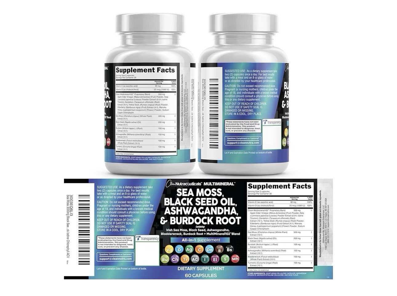 Clean Nutraceuticals All In One Dietary Supplement 60 Capsules
