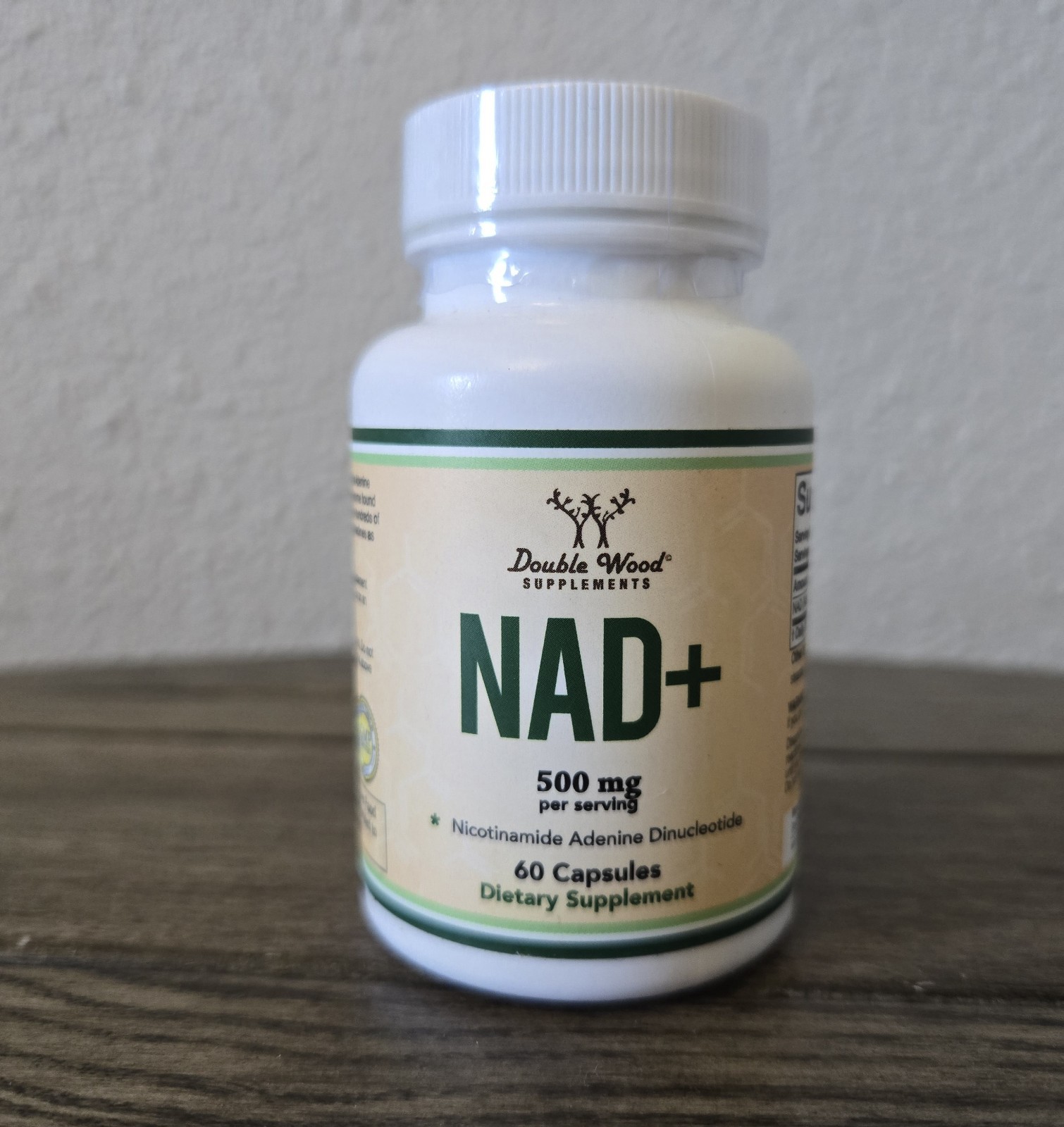Double Wood Supplements NAD+ 500 mg 60 Capsules Non-GMO Gluten-Free Supplement