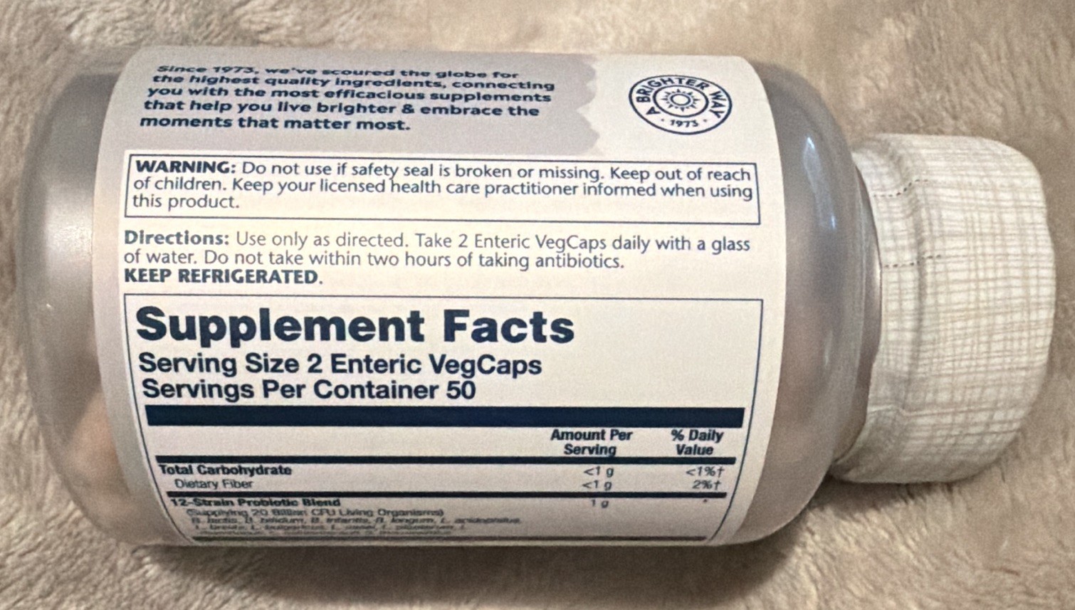 Solaray Multidophilus Probiotic 12 Strains 20 Billion CFU Enteric 100 VegCaps