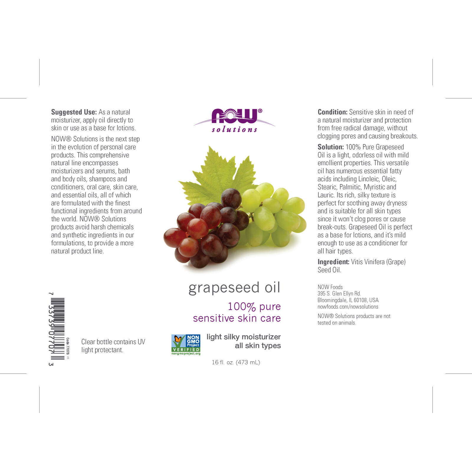 3 x NOW Grapeseed Oil 16 fl oz