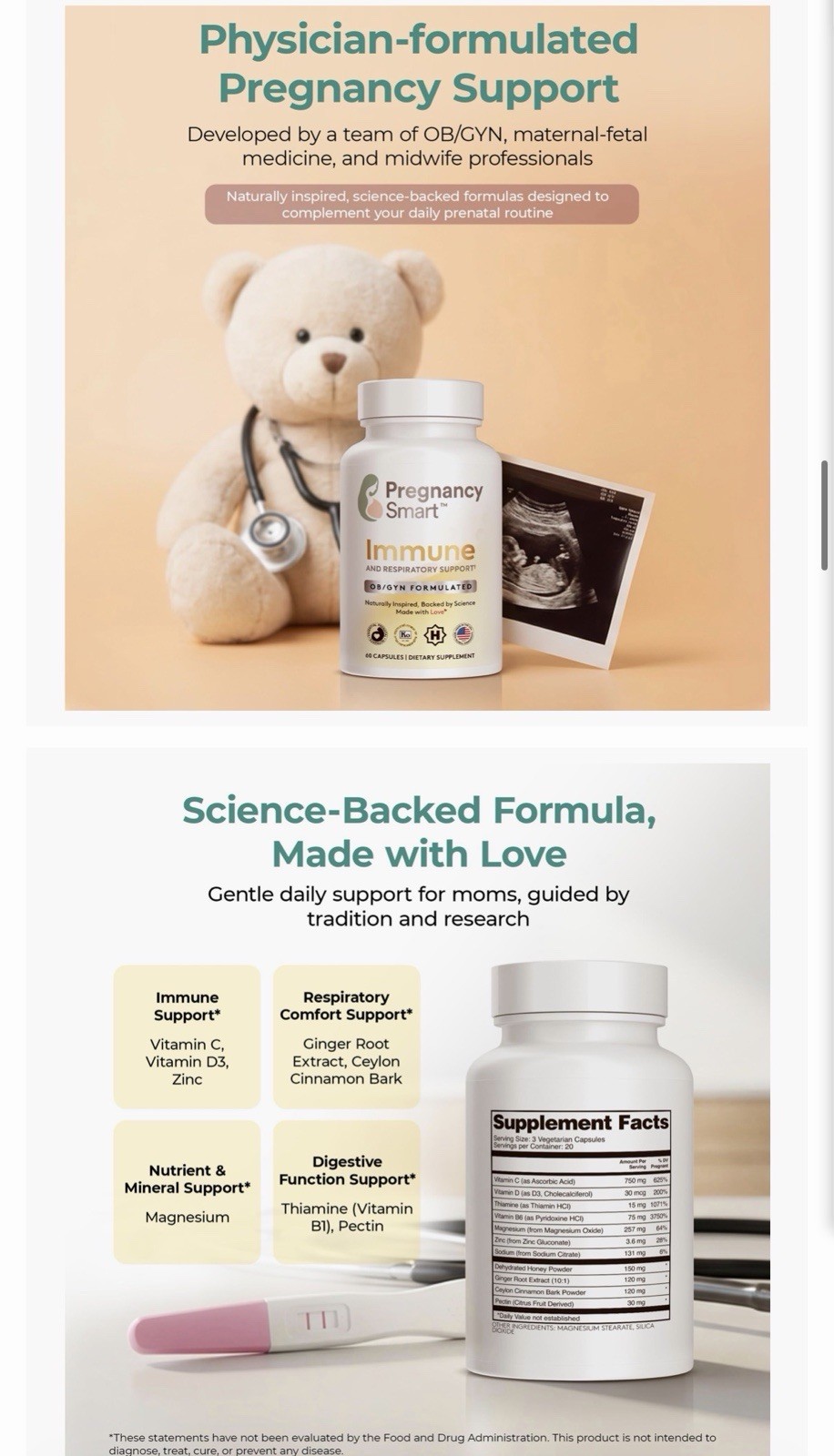 Pregnancy Smart Immune + Respiratory Support Caps 60ct Vegetarian Kosher Halal
