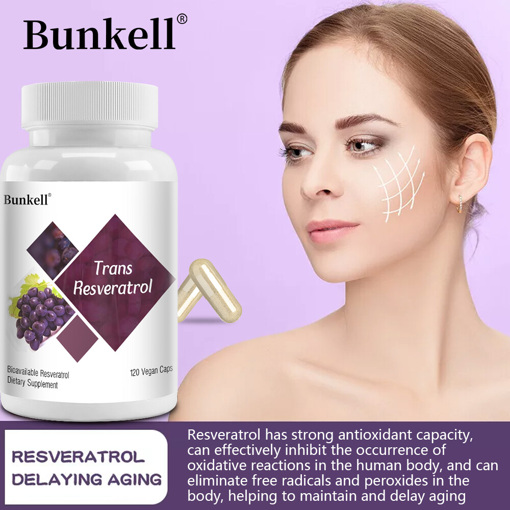 Trans-Resveratrol Capsules 120mg Anti-Aging Antioxidants, Brain Support