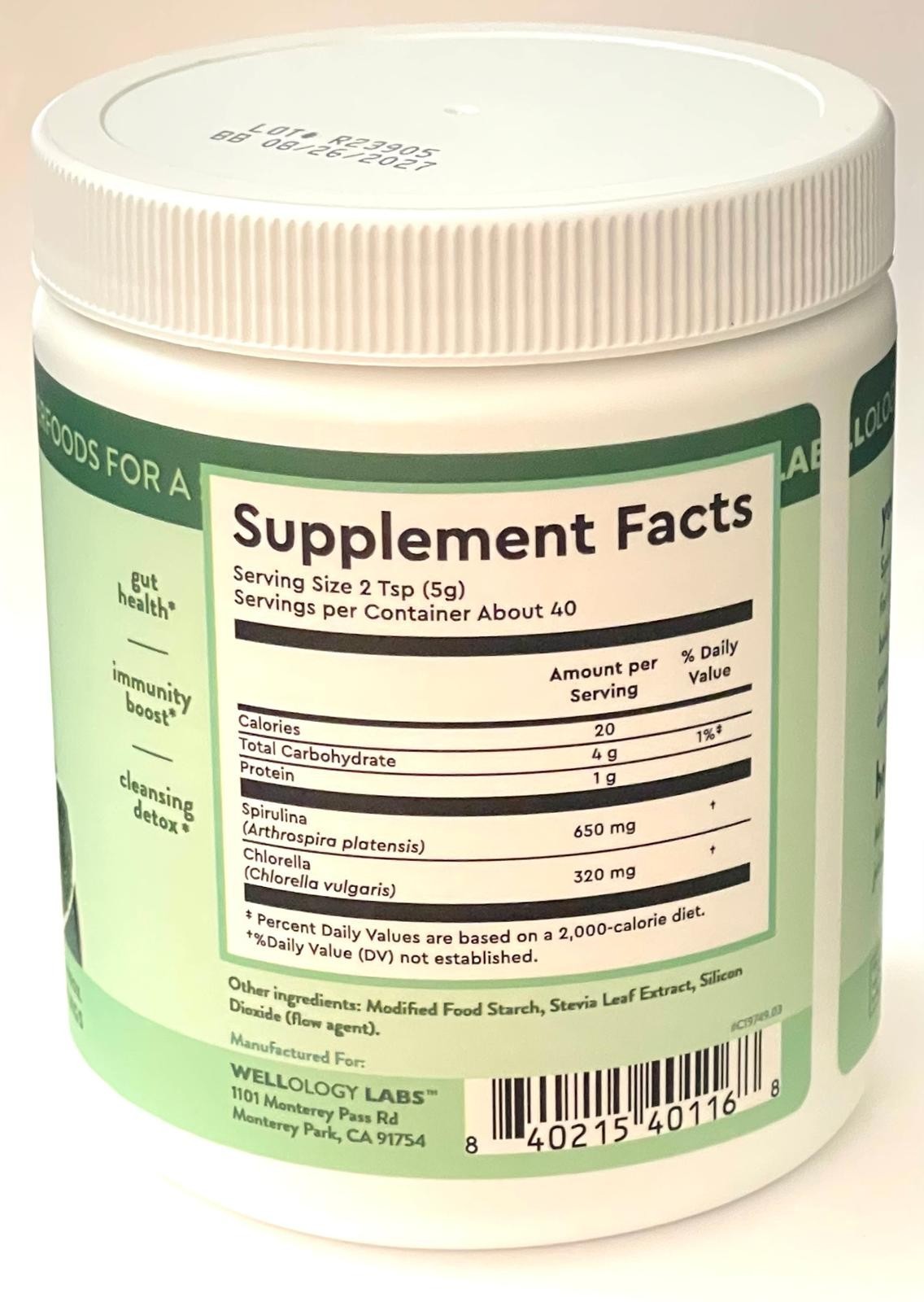 Spirulina & Chlorella Superfood Boost Gut health Immunity boost by Wellology
