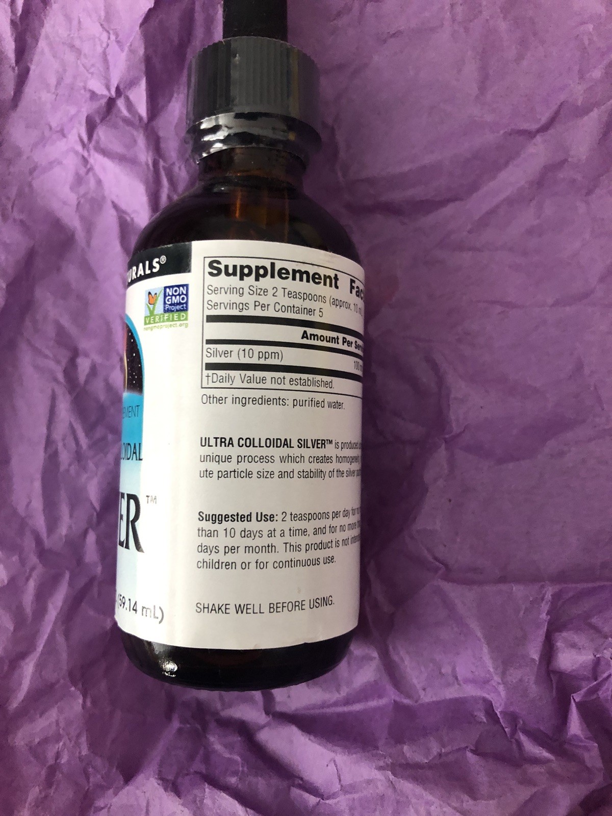 Source Naturals Ultra ￼Colloidal Silver 10 Ppm 2OZ (59.14 Ml) Best By 06/24