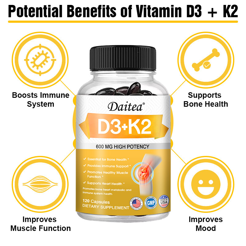 Vitamin K2 (MK7) + Vitamin D3 (5000 IU) 30 To 120 Capsules – Gluten Free