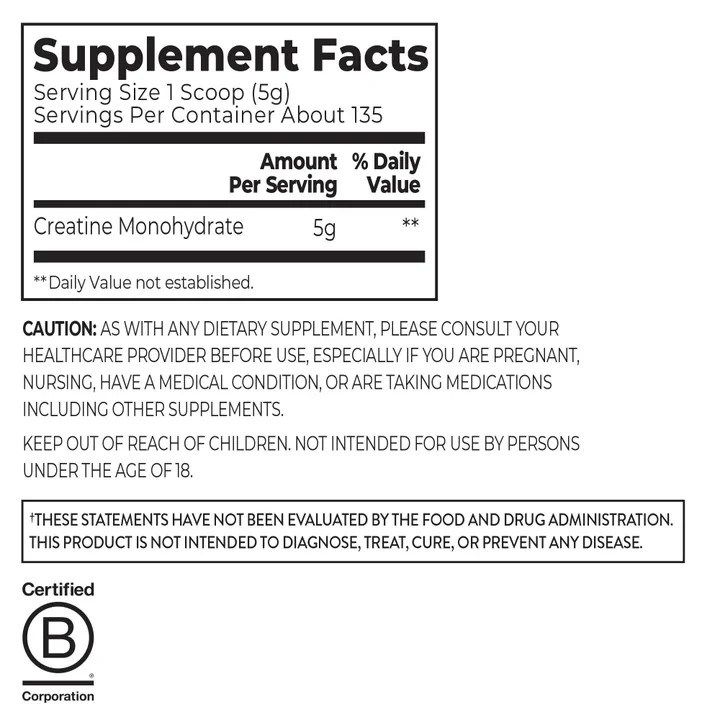 Orgain Creatine Monohydrate 5g Micronized Unflavored 135 Servings 23.8oz