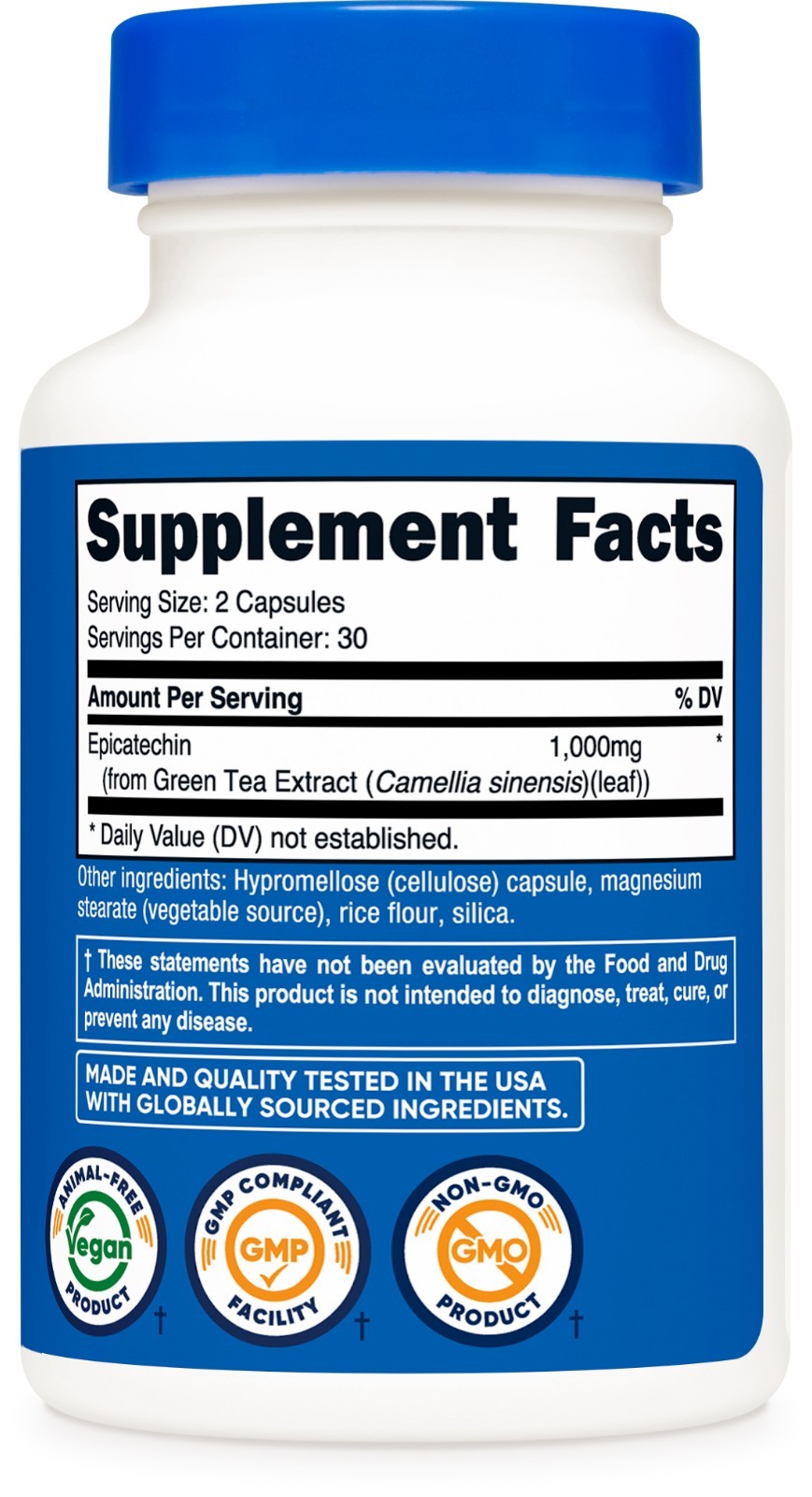Nutricost Epicatechin (1,000mg) 60 Capsules – Vegan, Gluten-Free, GMO-Free