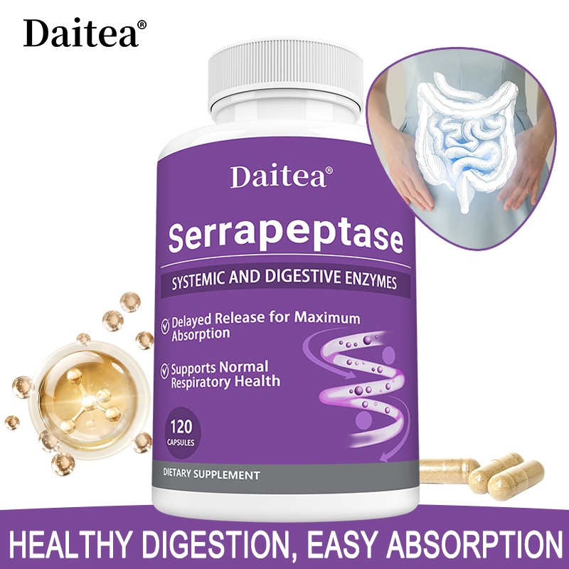 Serrapeptase 120 Capsules Biofilm Defense Proteolytic Digestive Enzymes Gut
