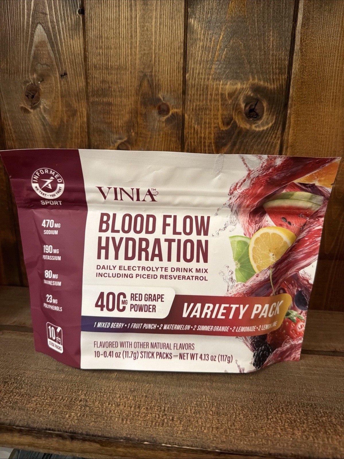 VINIA Blood Flow Hydration Electrolyte Mix Variety 10 Sticks 4.13oz