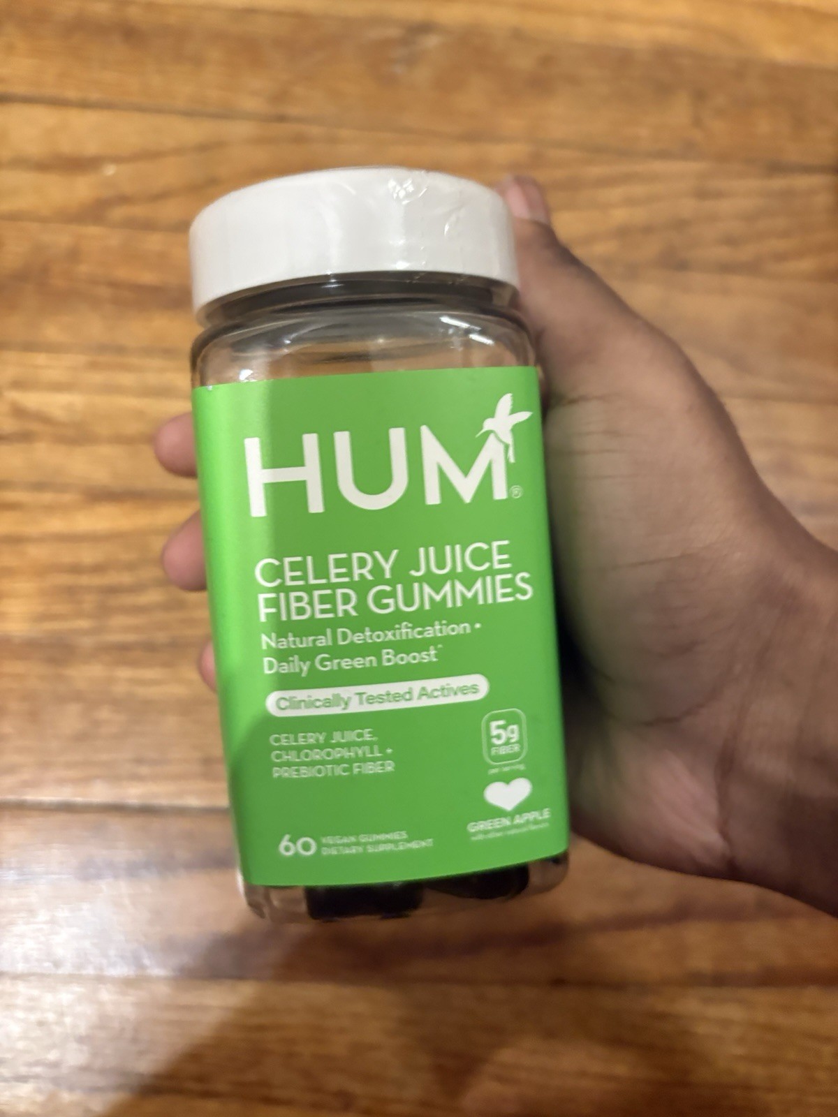 HUM Fiber Gummies Celery Juice Chlorophyll Vegan Green Apple 60 Gummies