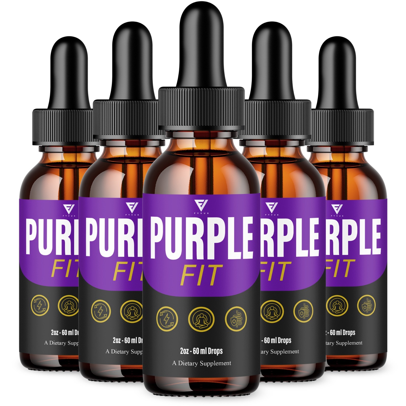 (5 Pack) Purple Fit Weight Management Drops, PurpleFit Support Supplement (10oz)