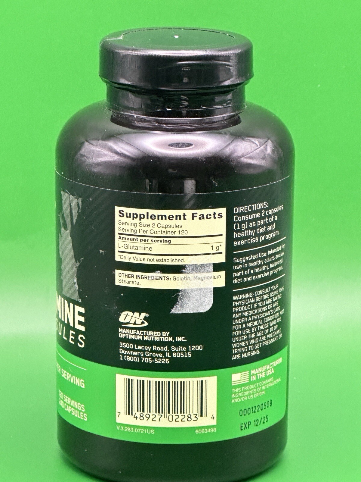 Optimum Nutrition Glutamine 240 Capsules Exp 12/2025
