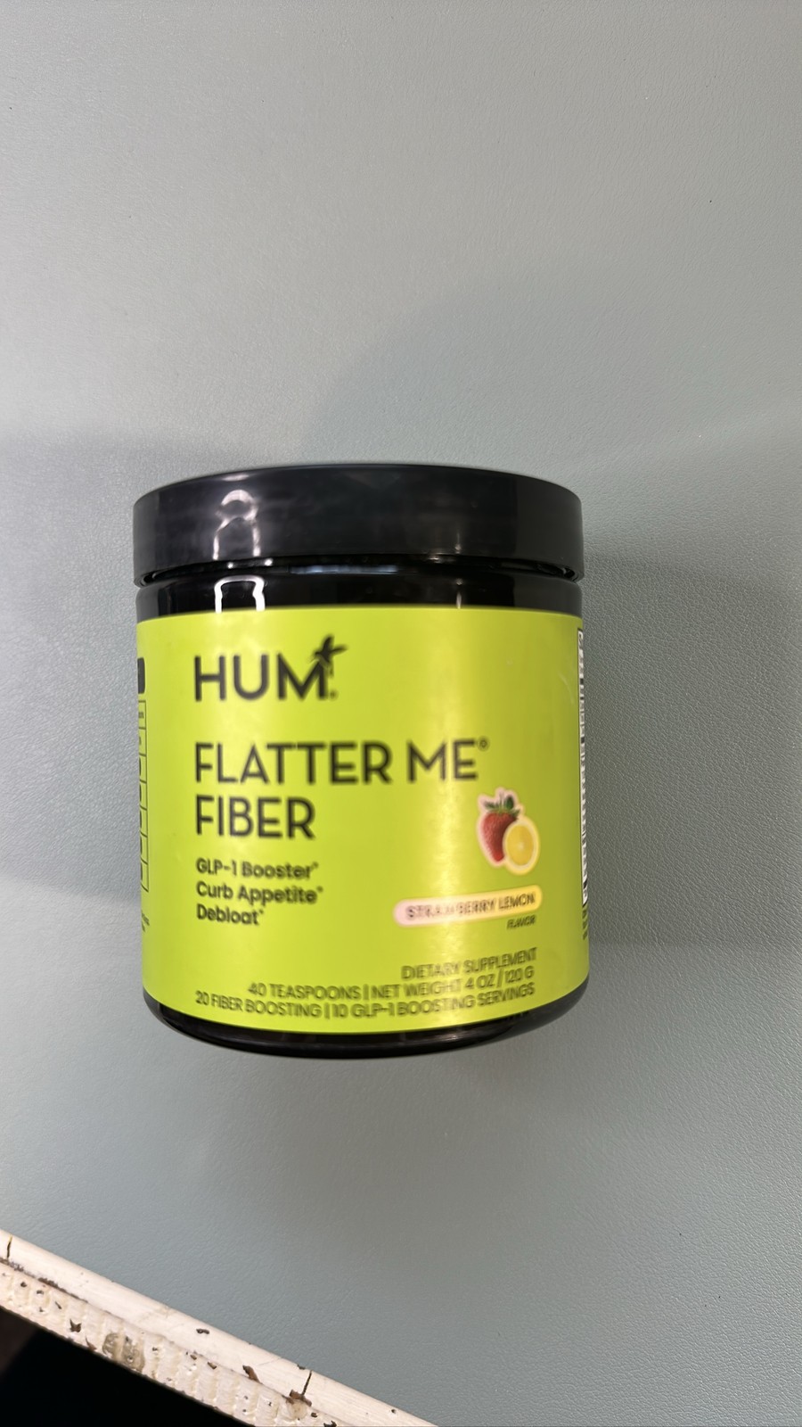 HUM Nutrition Flatter Me Fiber Booster Strawberry Lemon Powder 4oz