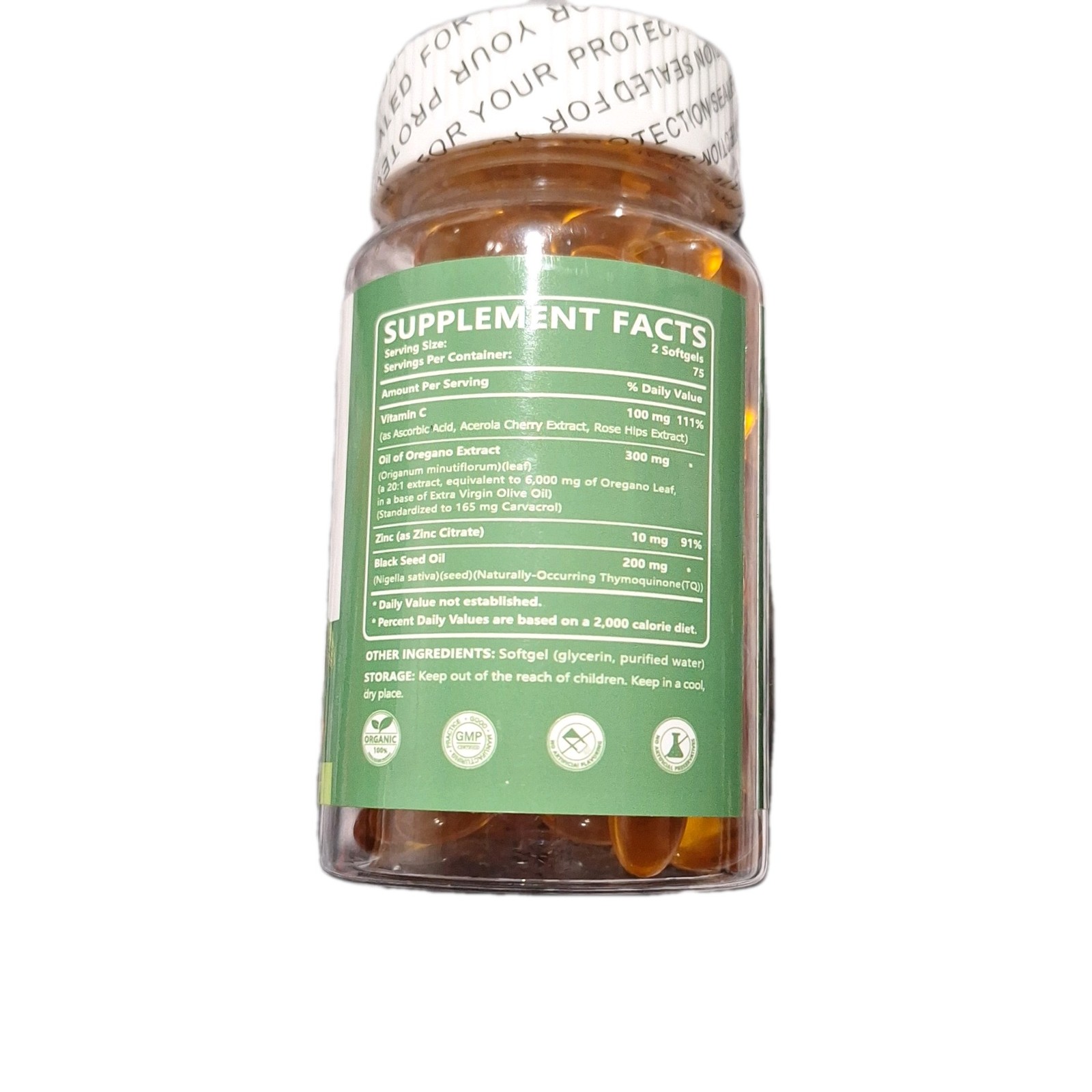 Grovenix Oil of Oregano Black Seed Oil Vitamin C Zinc 6000mg 150 Softgels