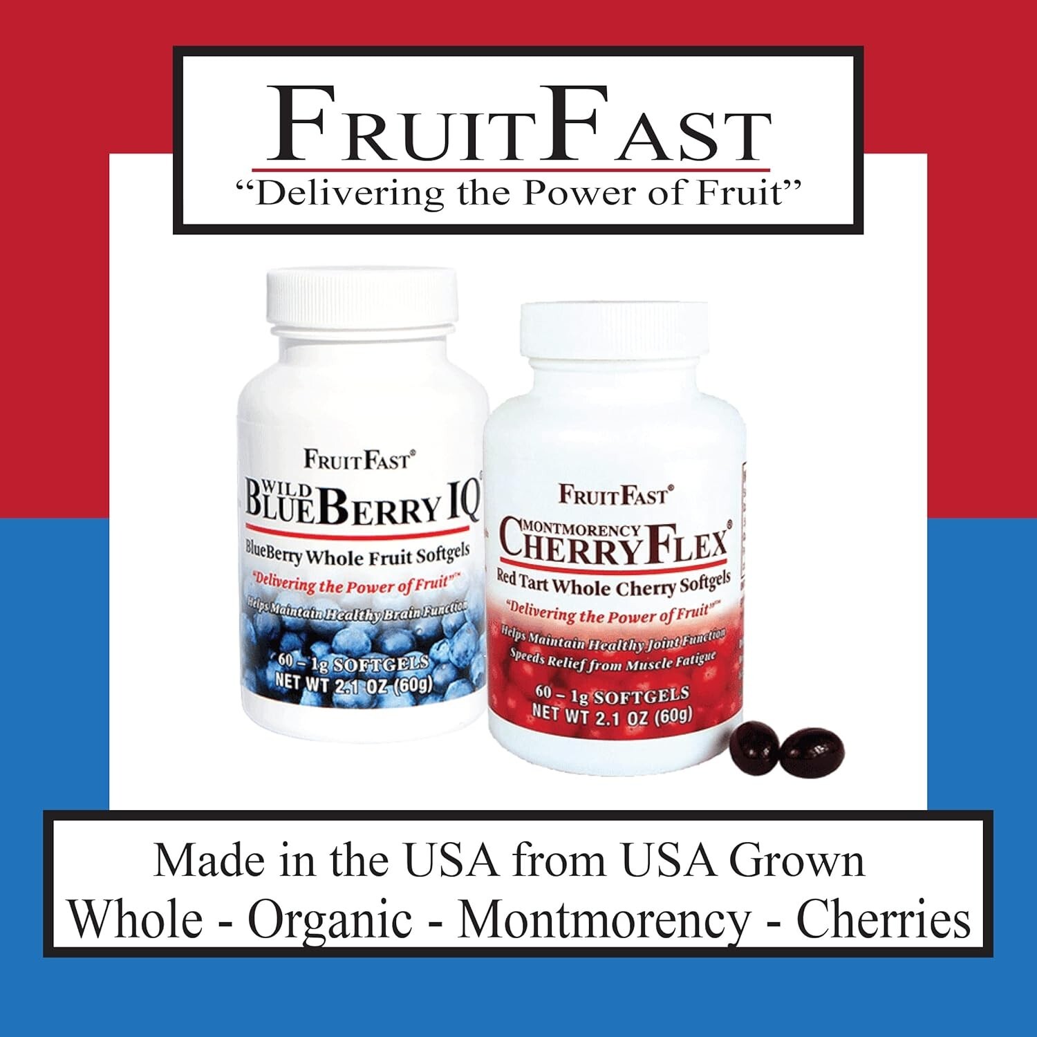 100% Red Tart Organic Cherry Concentrate Supplement 60 Count Non-GMO Gluten Free