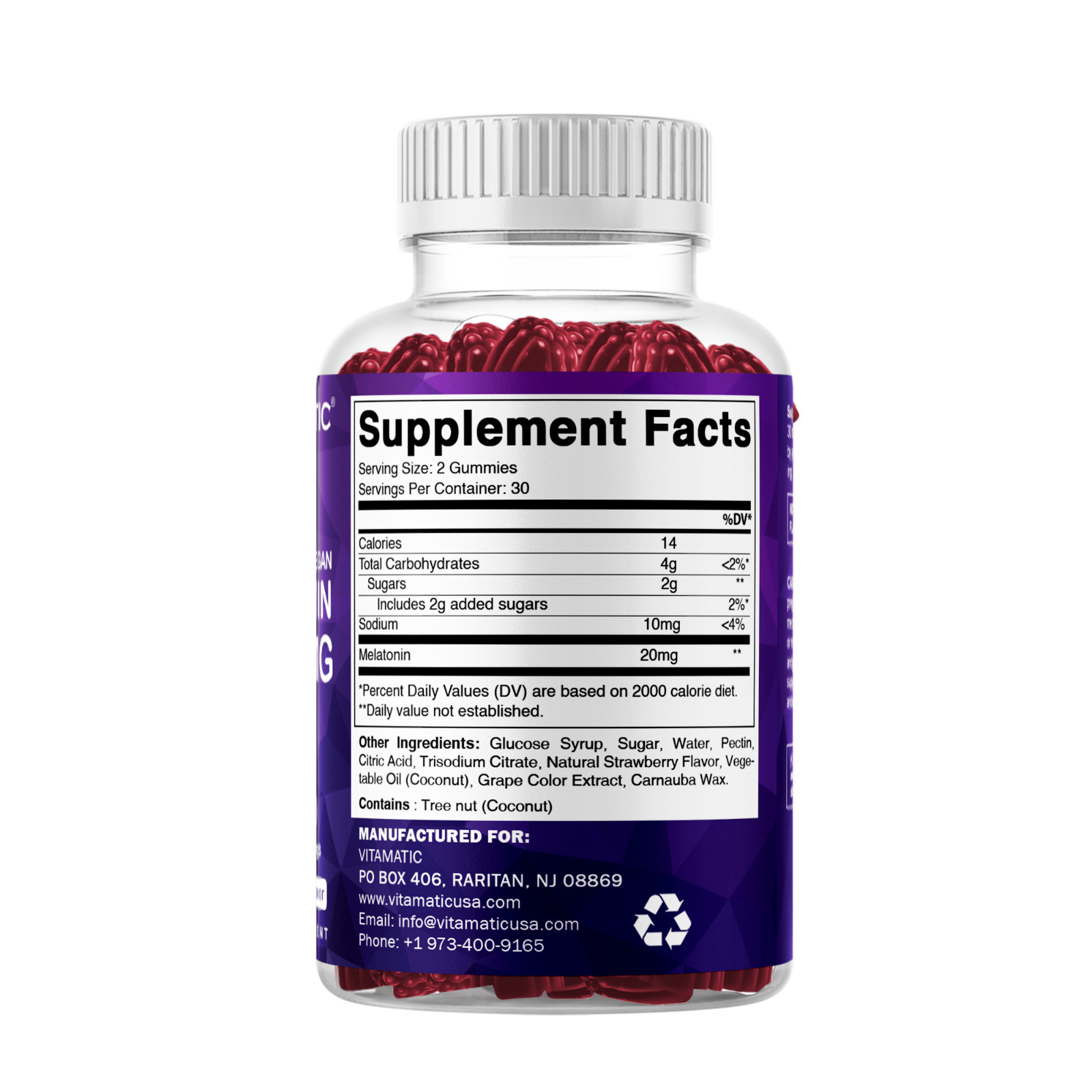 Vitamatic Melatonin 20mg Gummies for Adult 30 Servings -(60 Gummies (Pack of 2))