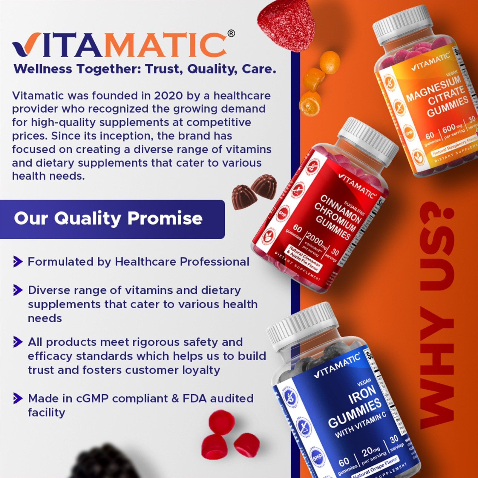 2 Pack Vitamatic Vegan Thyroid Support Gummies with Iodine & Kelp – 60 Count
