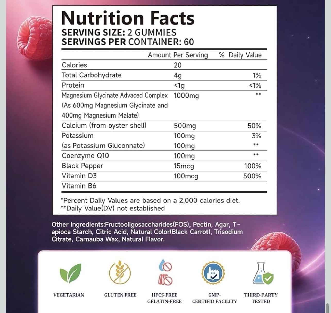 YALVIVE Magnesium Glycine Complex Gummies 1000mg Blissful Berry 120 Ct
