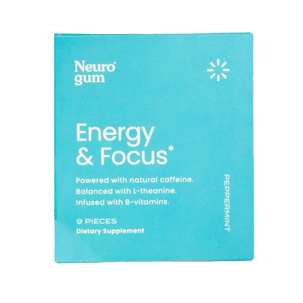 Neuro Energy & Focus Gum – Peppermint Flavor – 9 Pieces – New Sealed
