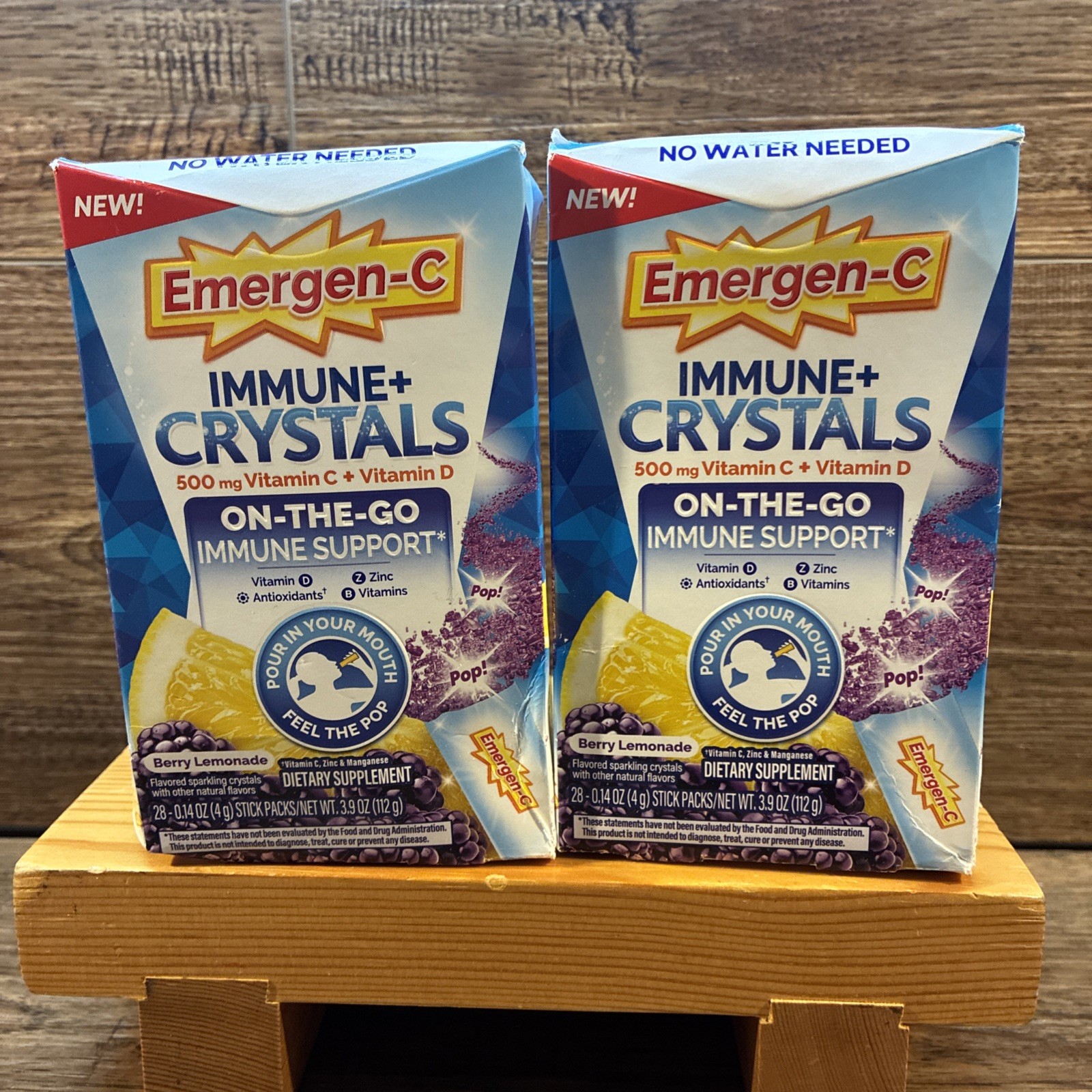 LOT 2 EMERGEN-C IMMUNE+ CRYSTALS, ON-THE-GO IMMUNE SUPPORT, BERRY LEMONADE