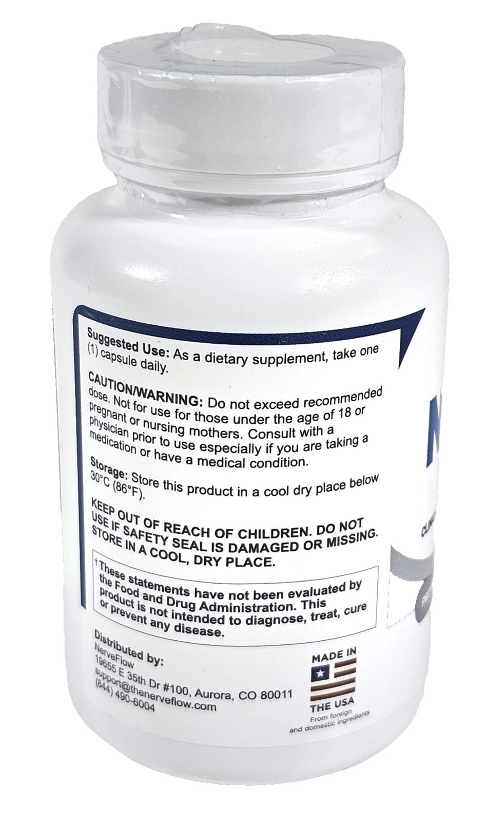 Nerve Flow Nerve Health and Function Support Dietary Supplement 30 Capsules