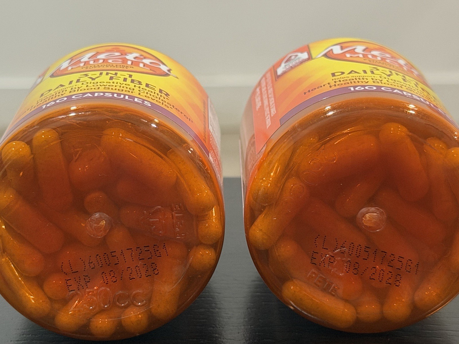2 pk Metamucil 3-in-1 Daily Fiber Psyllium Husk Supplement 160 Gluten-Free Caps