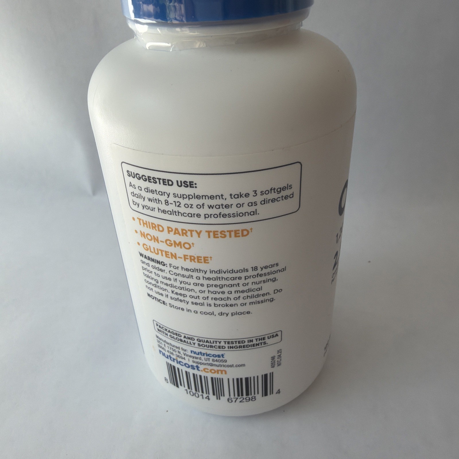 Nutricost Omega-3 EPA/DHA 2500mg Softgels Non-GMO Gluten-Free 120 Count A16