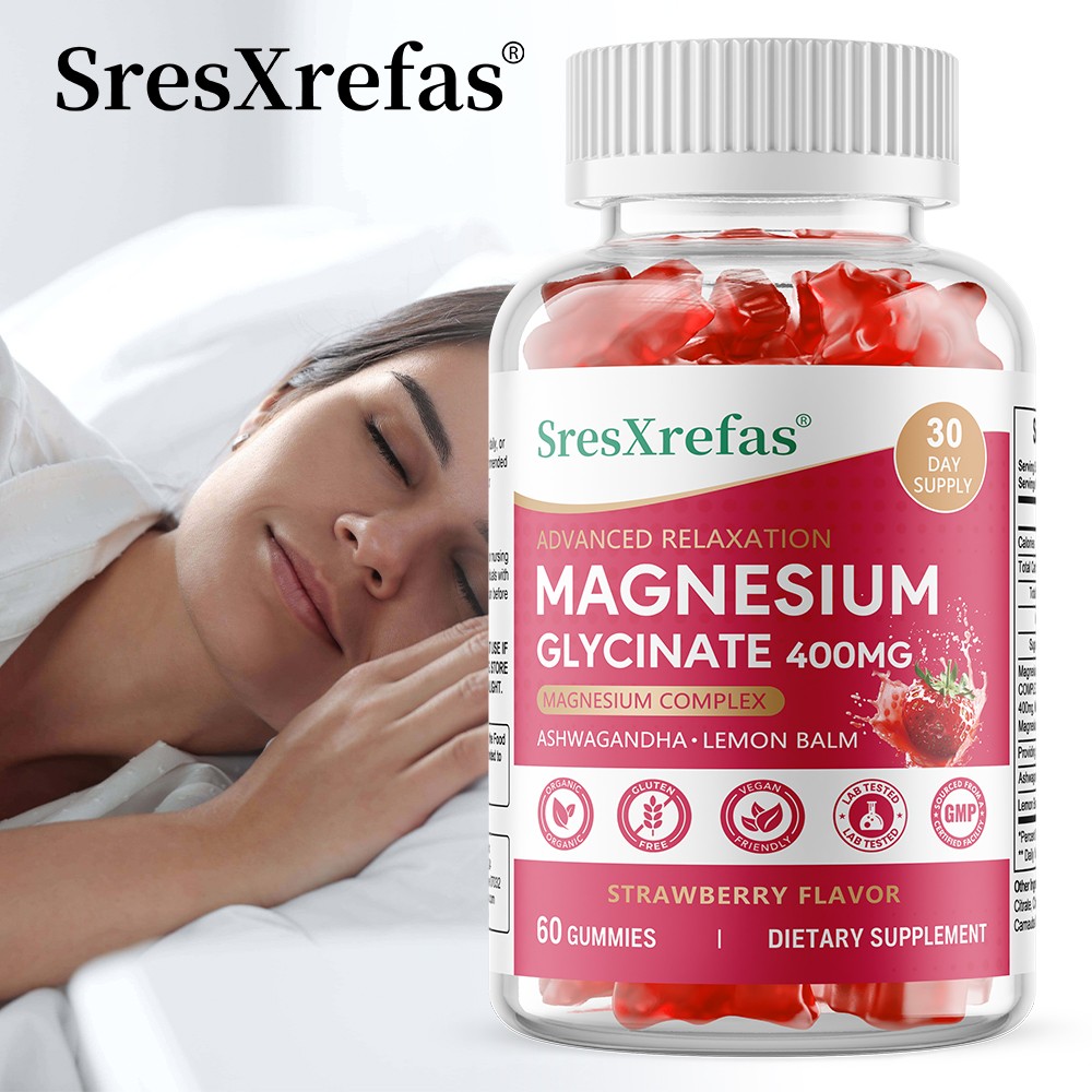 Magnesium Glycinate Gummies 800mg, Triple Magnesium Blend Calm Mood,Muscle,60CT