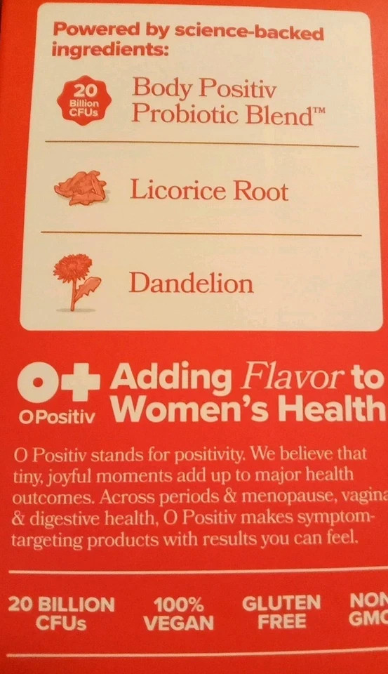 NEW – O Positiv URO Whole Body 20 Billion CFU Womens Probiotic 30 Caps EXP 6/26