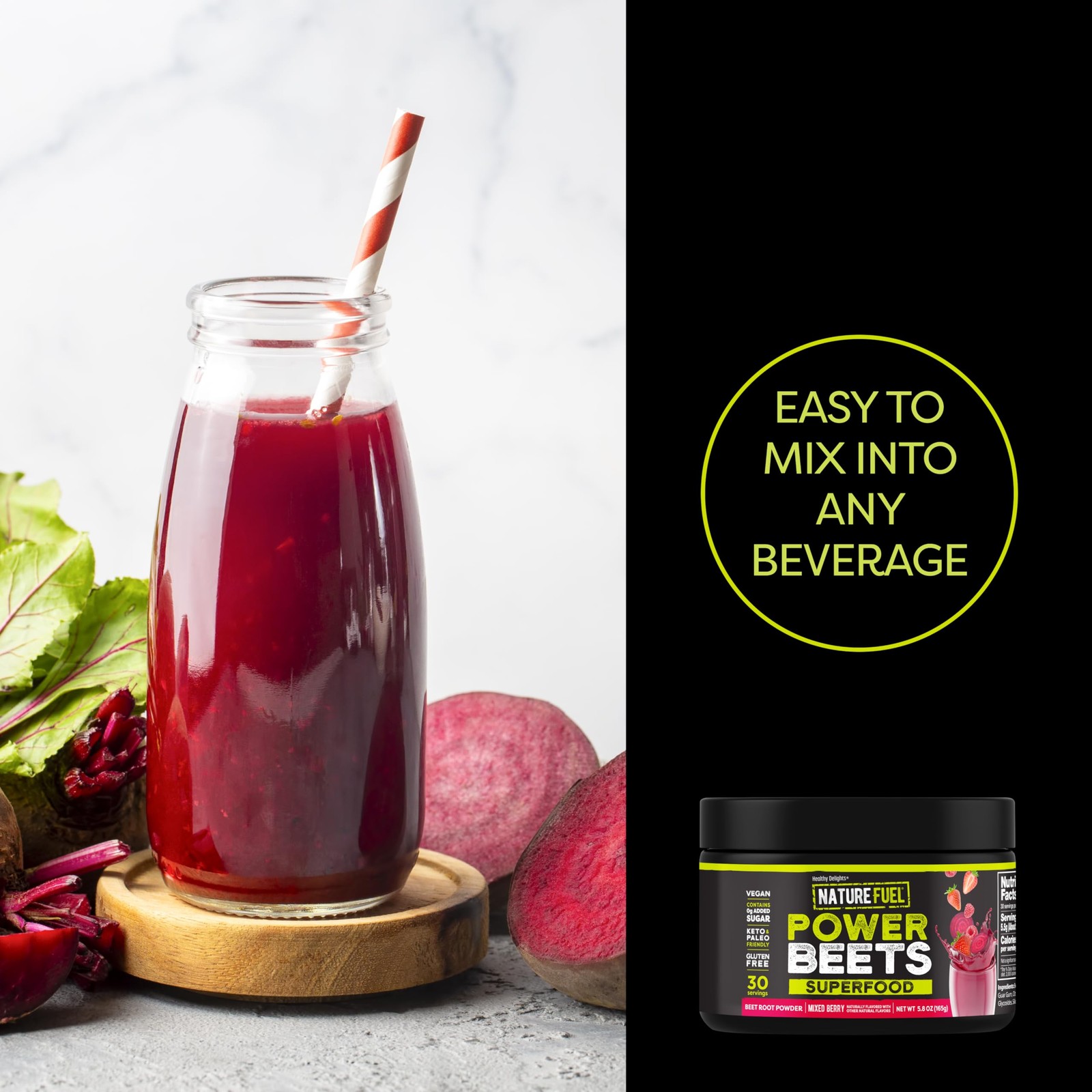 Nature Fuel Power Beets – Super Concentrated Non-GMO Beet Juice Powder –