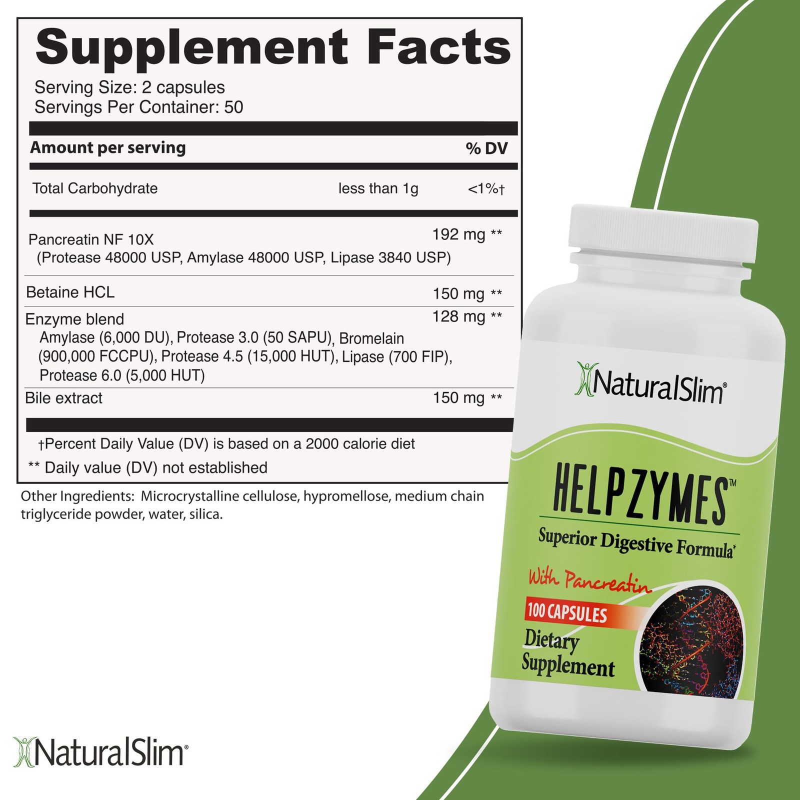 NaturalSlim Helpzymes 2-Pack Digestive Formula – Digestive Enzymes Capsules