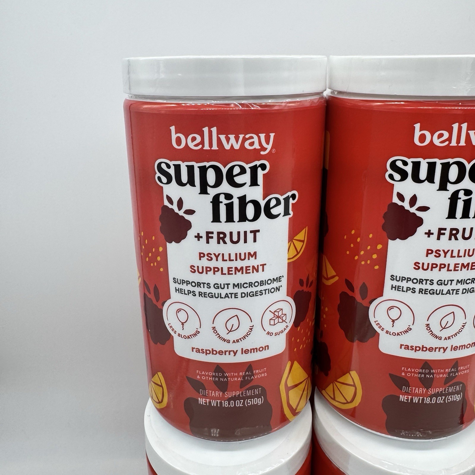 8 X Bellway Super Fiber + Fruit Psyllium Husk Raspberry Lemon 18 oz Each Fast