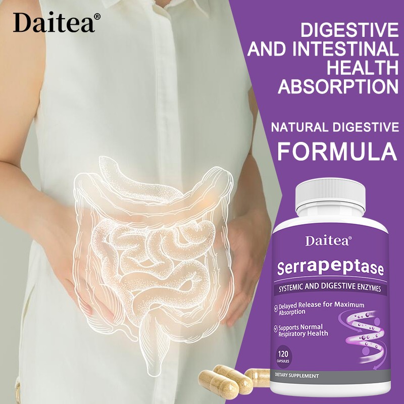 Serrapeptase 120 Capsules Biofilm Defense Proteolytic Digestive Enzymes Gut