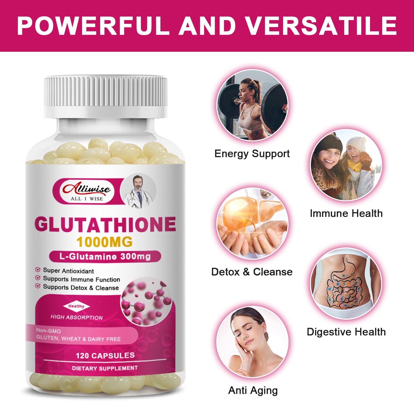 Glutathione Collagen Vitamin C Capsules Antioxidant Anti‑aging Skin Brightening