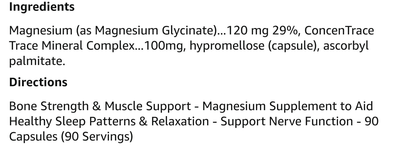 Trace MAGNESIUM GLYCINATE 120 mg 90 Caps ( 90 Servings ) Relax And Sleep Support