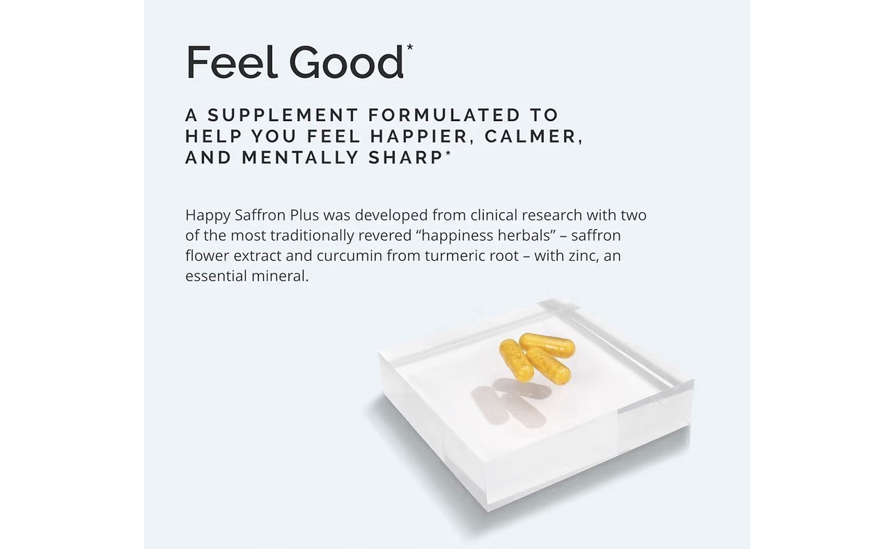 BrainMD Happy Saffron Plus Mood Support 90 Vegan Capsules Dietary Supplement