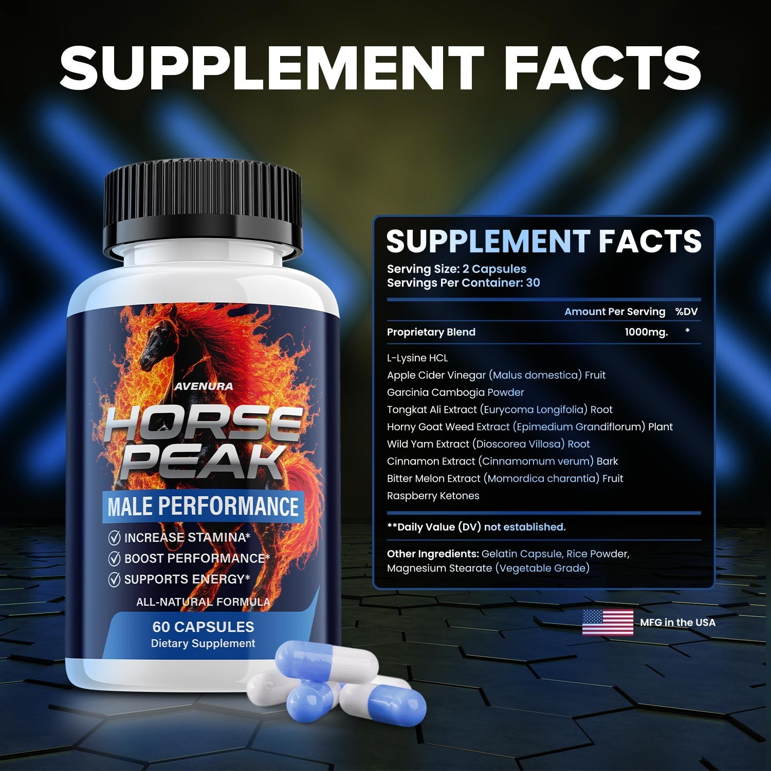 (2 Pack) Horse Peak for Men Capsules – HorsePeak Advanced Formula Natural Blend