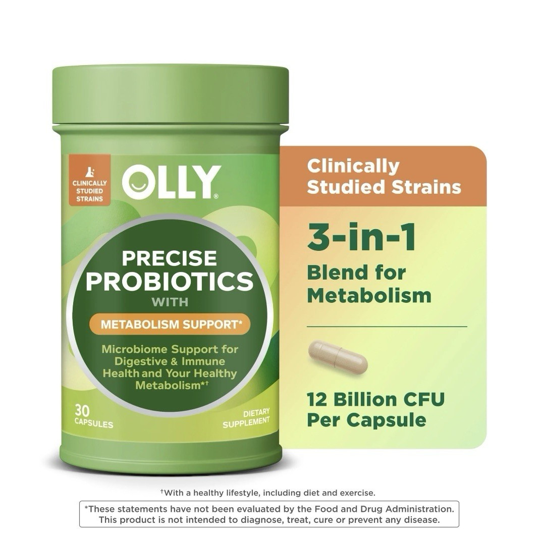 OLLY Metabolism Support Supplement with Probiotics and Studied Strains, 30 caps