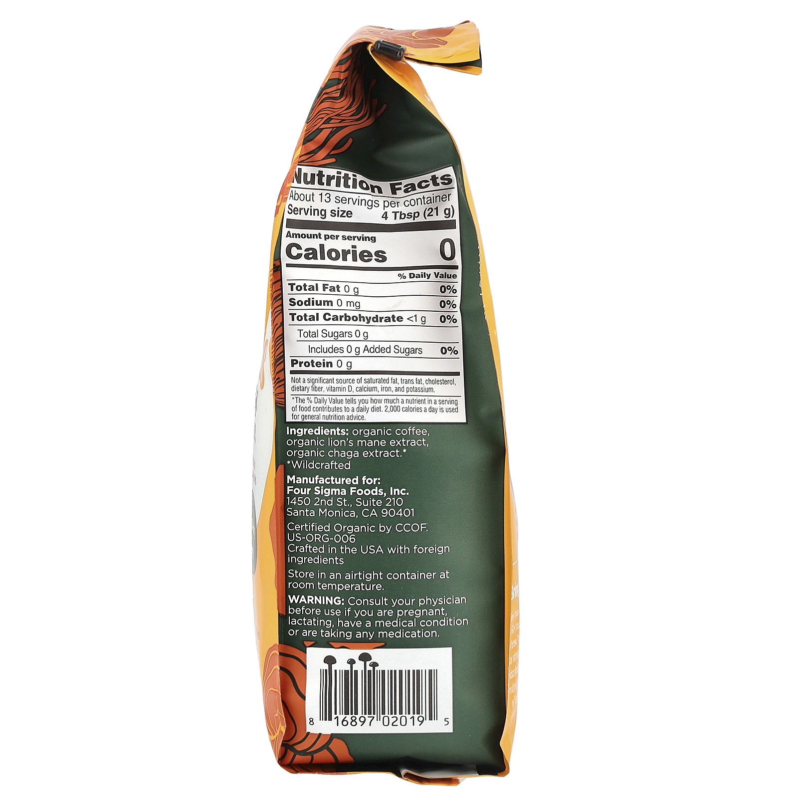 Think, Organic Coffee with Lion’s Mane & Chaga Mushrooms, Ground, Dark Roast, 12