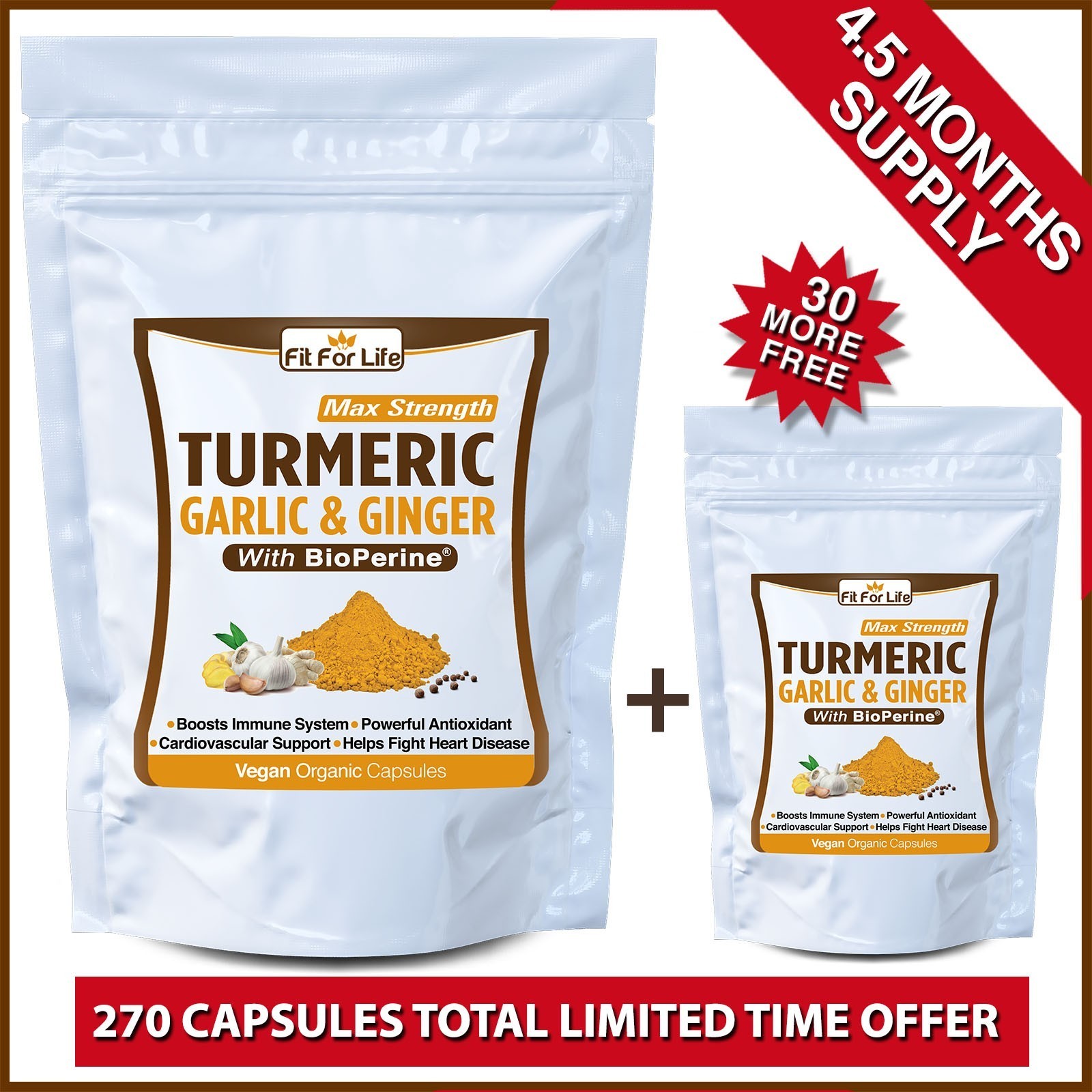 240 X STRONGEST PILLS TURMERIC GARLIC GINGER BIOPERINE CURCUMIN TUMERIC CAPSULES