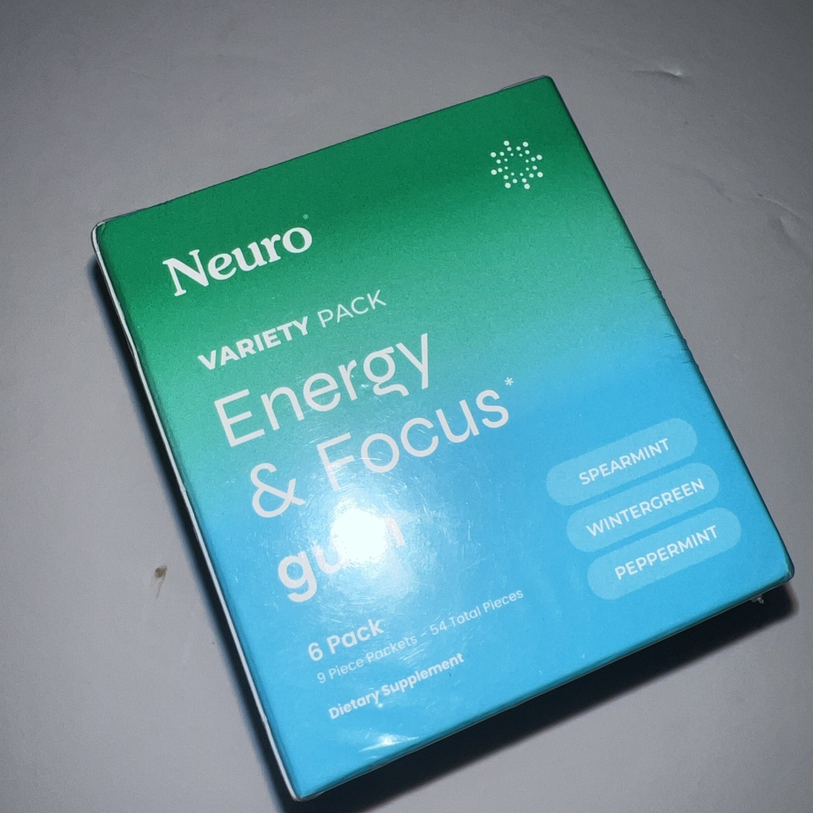 Neuro Energy & Focus Gum, Variety Pack (3 Flavors), 6 Pack (54 Pieces)