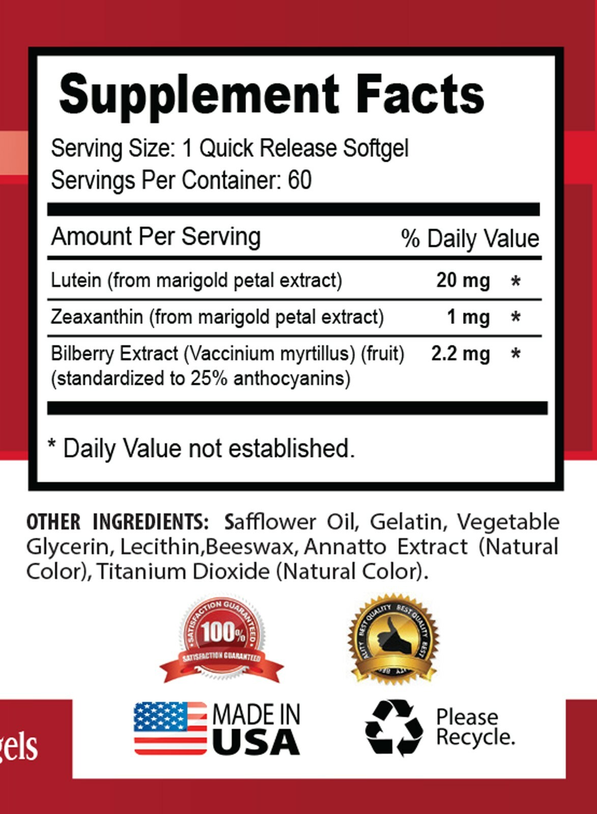 eyeguard – POWERFUL EYE VISION GUARD – zeaxanthin 1 Bottle 60 Softgels