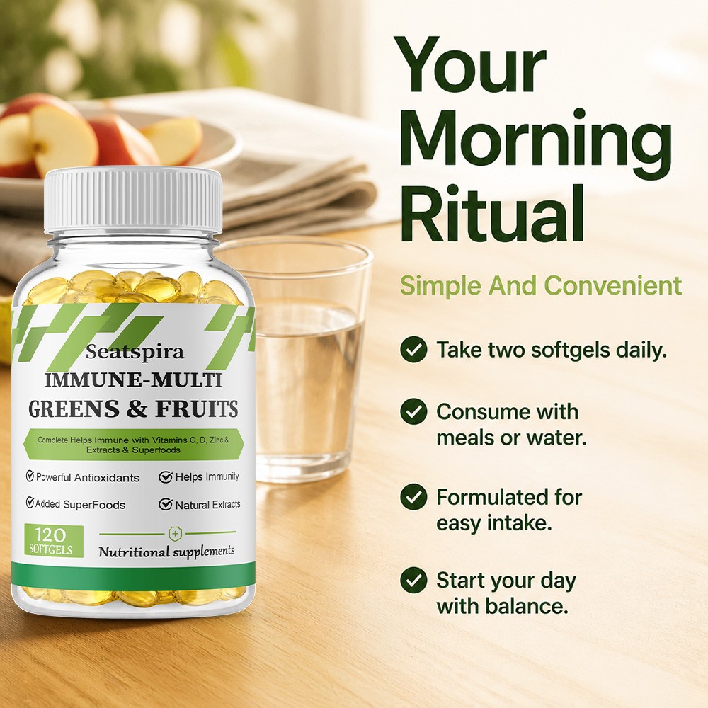 Seatspira Daily Green Fruit Immune Multi Softgel For Immune Daily Wellness 120CT