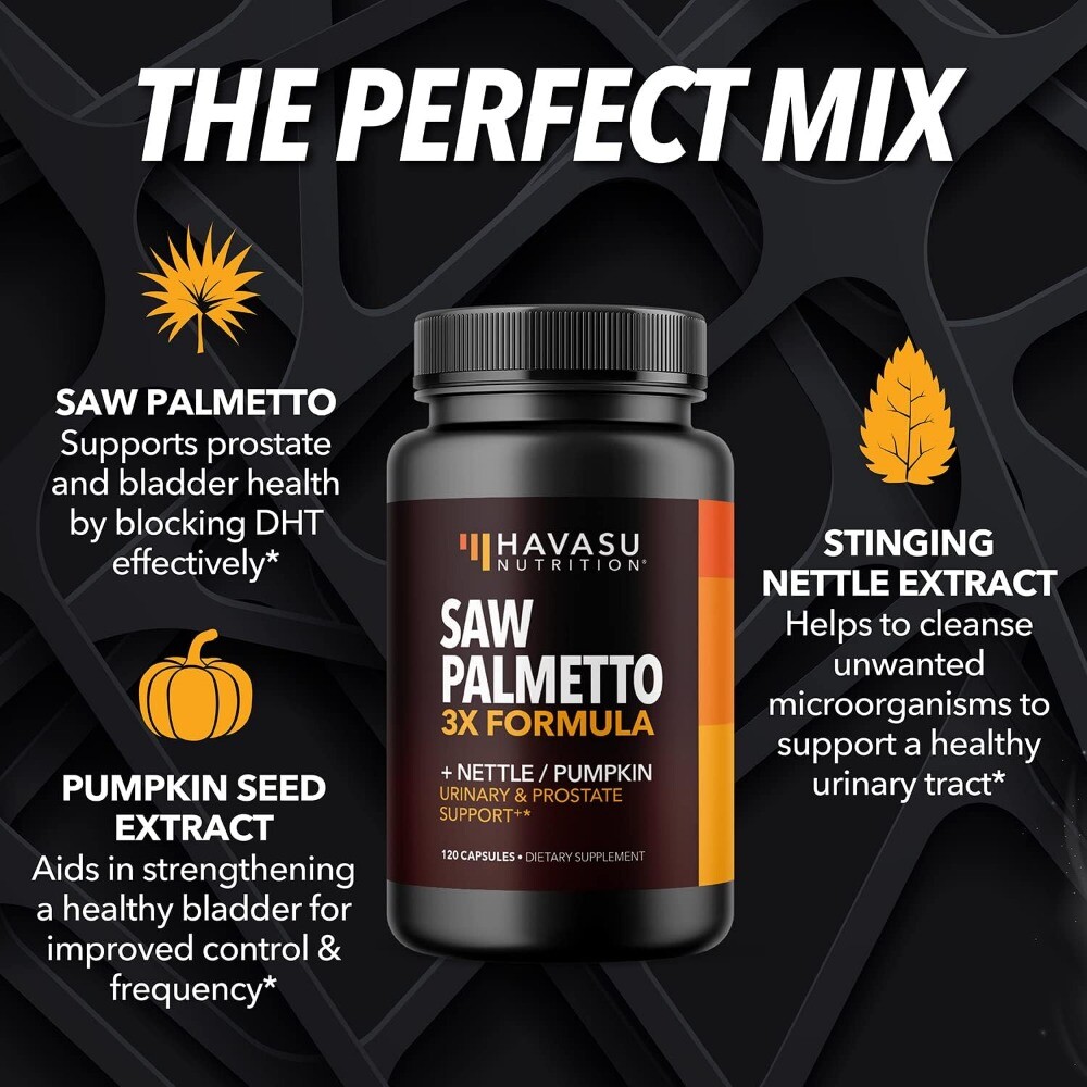 Saw Palmetto Supplements Prostate Urinary Tract Bladder Hair 120 Capsules US