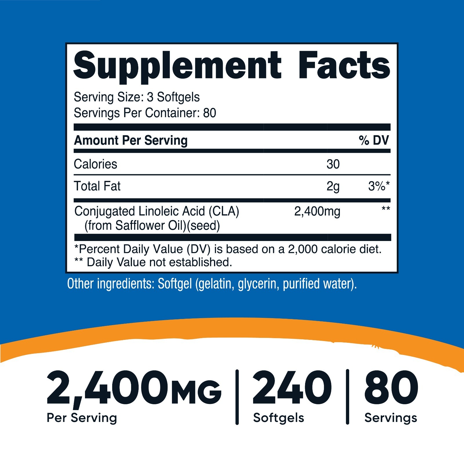 Nutricost CLA 800mg Servings, 240 Softgels – Gluten Free, Non-GMO